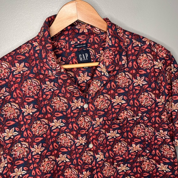 GAP Linen Cotton Vacay Shirt - Tropical Paisley - Picture 6 of 13